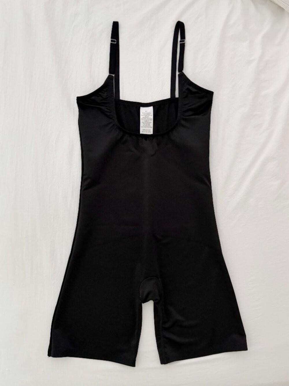 Avon Open Bust Mid-Thigh Shapewear Bodysuit NWOT Black Size S